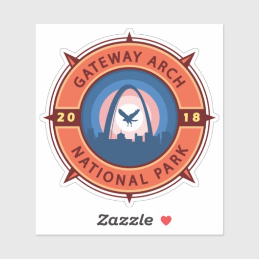Gateway Arch Nationalpark Retro Kompass Emblem Aufkleber (Blatt)