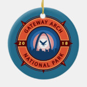 Gateway Arch Nationalpark Retro Kompass Emblem Keramik Ornament (Hinten)