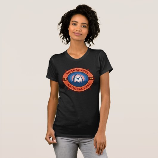 Gateway Arch Nationalpark Retro Kompass Emblem T-Shirt (Vorne ganz)