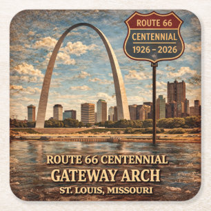Gateway Arch Route 66 Tischbar-Akzente Rechteckiger Pappuntersetzer