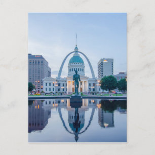Gateway arch st.louis missouri skyline nachts postkarte