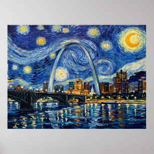 Gateway Arch Sternenhimmel-Silhouette Poster