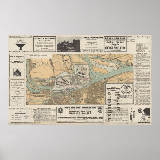 Gateway to the World: Der Hafen von Hamburg Map Poster (Vorne)