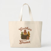 Gather and Game Fun Erntedank Cartoon Kunst, Dicht Jumbo Stoffbeutel (Vorne)