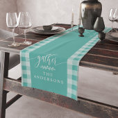 Gather Aquamarin Buffalo Karo Fall Erntedank Kurzer Tischläufer