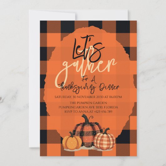 Gather Erntedank Dinner Herbsternte lass Einladung (Vorderseite)