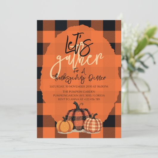 Gather Erntedank Dinner Herbsternte lass Einladung (Stehend Vorderseite)