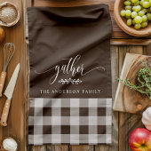 Gather Fall Brown & White Buffalo Karo Geschirrtuch