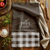 Gather Fall Brown & White Buffalo Karo Geschirrtuch