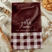 Gather Fall Burgundy & White Buffalo Karo Geschirrtuch
