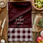Gather Fall Burgundy & White Buffalo Karo Geschirrtuch