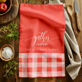 Gather Fall Coral & White Buffalo Karo Geschirrtuch