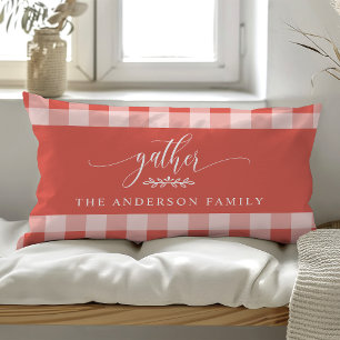 Gather Fall Coral & White Buffalo Karo Lendenkissen