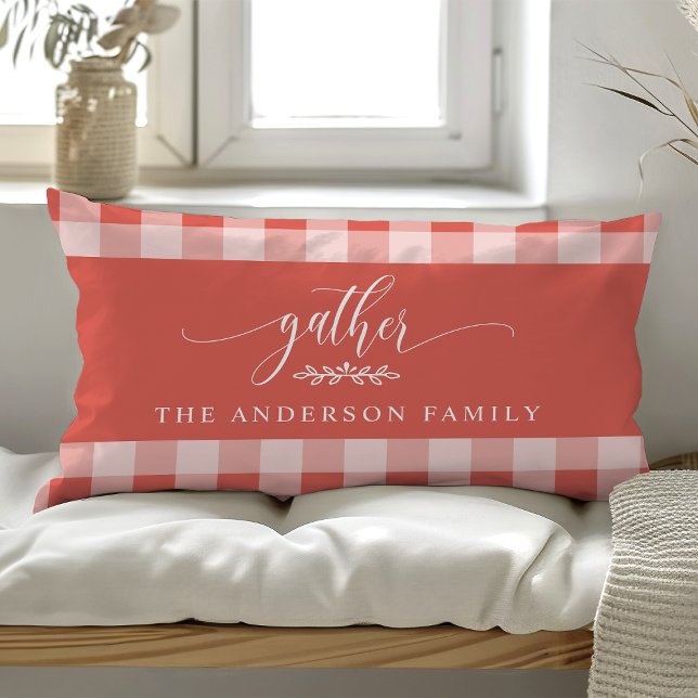 Gather Fall Coral & White Buffalo Karo Lendenkissen (Von Creator hochgeladen)