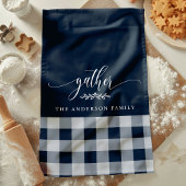 Gather Fall Navy & White Buffalo Karo Geschirrtuch