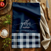 Gather Fall Navy & White Buffalo Karo Geschirrtuch