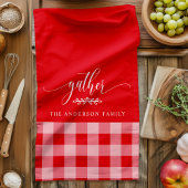 Gather Fall Red & White Buffalo Karo Geschirrtuch