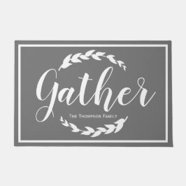 Gather Farmhouse Laurels & Gray | Familienname Fußmatte