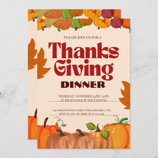 "Gather & Give Danke: Treten Sie uns für einen Ern Einladung (Vorne/Hinten)