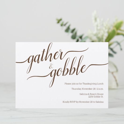 Gather & Gobble Script Erntedank / Freundschaft Einladung (Stehend Vorderseite)