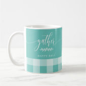 Gather Happy Fall Aquamarin & White Buffalo Karo Kaffeetasse (Links)