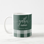 Gather Happy Fall Green & White Buffalo Karo Kaffeetasse (Links)