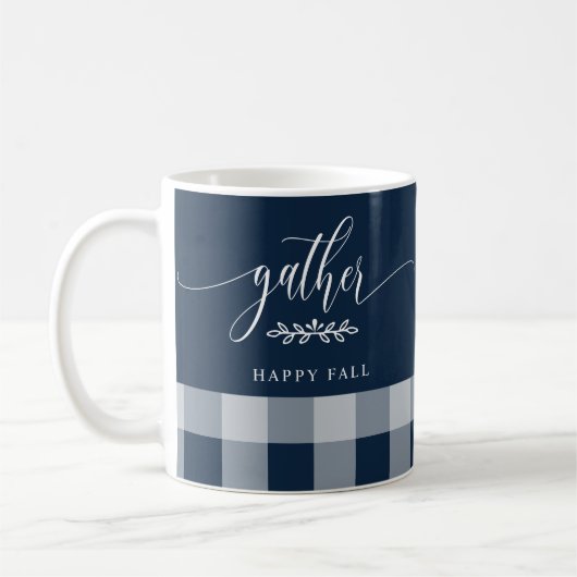 Gather Happy Fall Navy & White Buffalo Karo Kaffeetasse (Links)