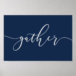 Gather Navy Blue Kitchenette Esszimmer Signaturpos Poster