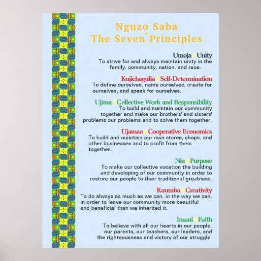 Gather ‘Round Kwanzaa Kreationen Nguzo Saba Poster (Vorne)