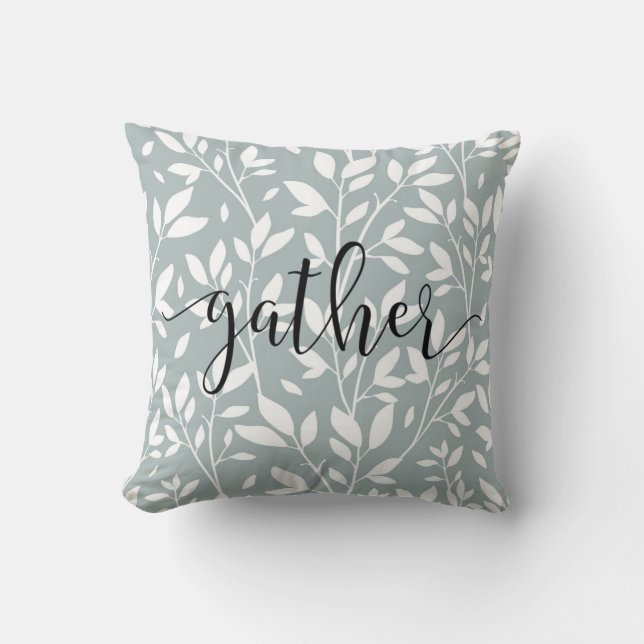 Gather | Script Floral Country Rustikal Kissen (Vorderseite)