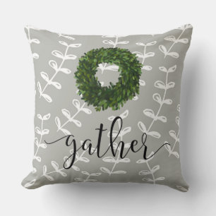 Gather Script Floral Modernes Bauernhaus Einfach Kissen