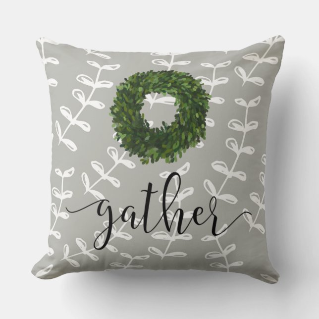 Gather Script Floral Modernes Bauernhaus Einfach Kissen (Vorderseite)