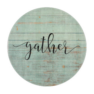 Gather Script Wood Sage Green Vintag Schneidebrett