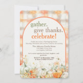 Gather Together Gingham Thanksgiving Invitation Einladung (Vorderseite)