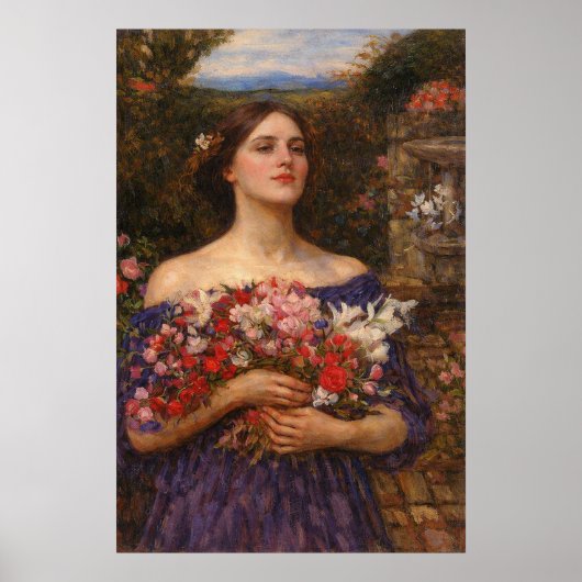 Gather Ye Rosebuds by John William Waterhouse Poster (Vorne)