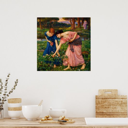 Gather Ye Rosebuds While Ye May by Waterhouse Poster (Küche)