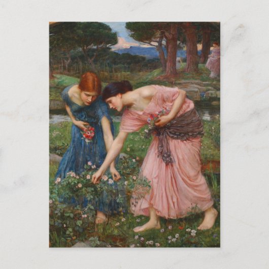 Gather Ye Rosenknospe von John W. Waterhouse Postkarte (Vorderseite)