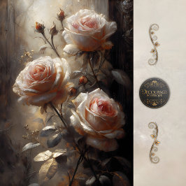 Gathered Blush Roses Decoupage Seidenpapier