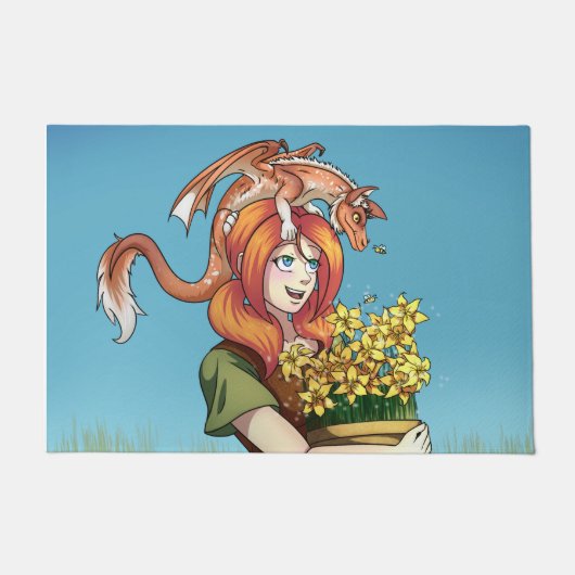 Gathering Flowers with a Dragon Fußmatte (Vorderseite)