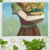 Gathering Flowers with a Dragon Geschirrtuch (Gefaltet)