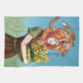 Gathering Flowers with a Dragon Geschirrtuch (Horizontal)