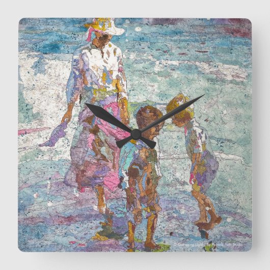 Gathering Light Quadratische Wanduhr (Vorderseite)