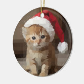 Gatinho fofo com chapéu do papai Noel. Keramik Ornament (Links)