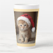 Gatinho fofo com chapéu do papai Noel. Milchtasse (Vorderseite)