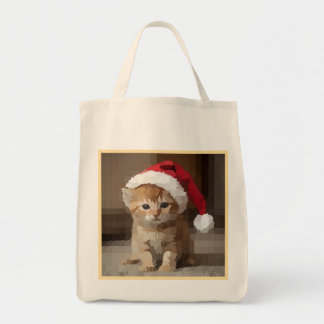 Gatinho fofo com chapéu do papai Noel. Tragetasche