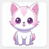 Gatinho Kawaii Quadratischer Aufkleber (Vorderseite)