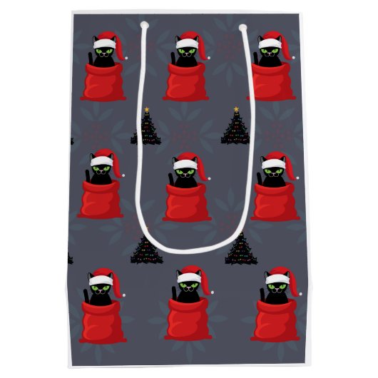 Gatito Cat Geschenktasche - Grau Mittlere Geschenktüte (Rückseite)