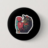 Gatito de Boxeo Cool Boxer Cat Boxing Handschuhe u Button (Vorderseite)