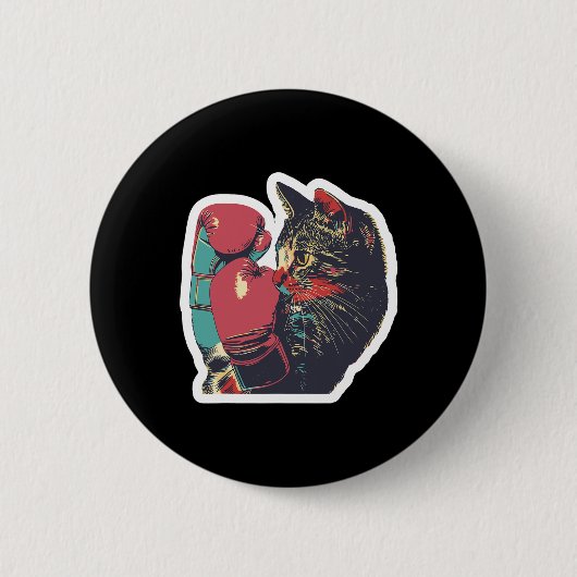 Gatito de Boxeo Cool Boxer Cat Boxing Handschuhe u Button (Vorderseite)