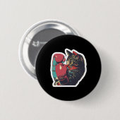 Gatito de Boxeo Cool Boxer Cat Boxing Handschuhe u Button (Vorne & Hinten)